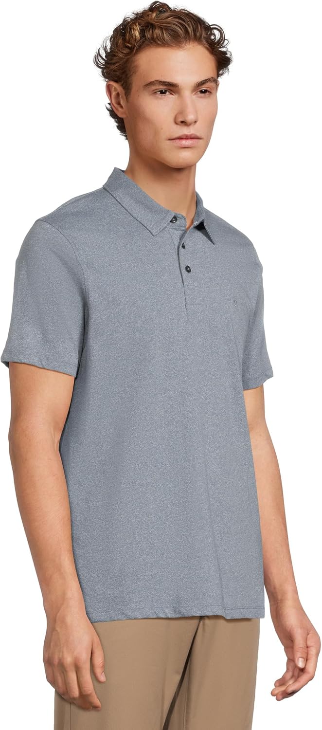 Volcom Men's Wowzer Modern Fit Short Sleeve Polo Shirt Blue Wash