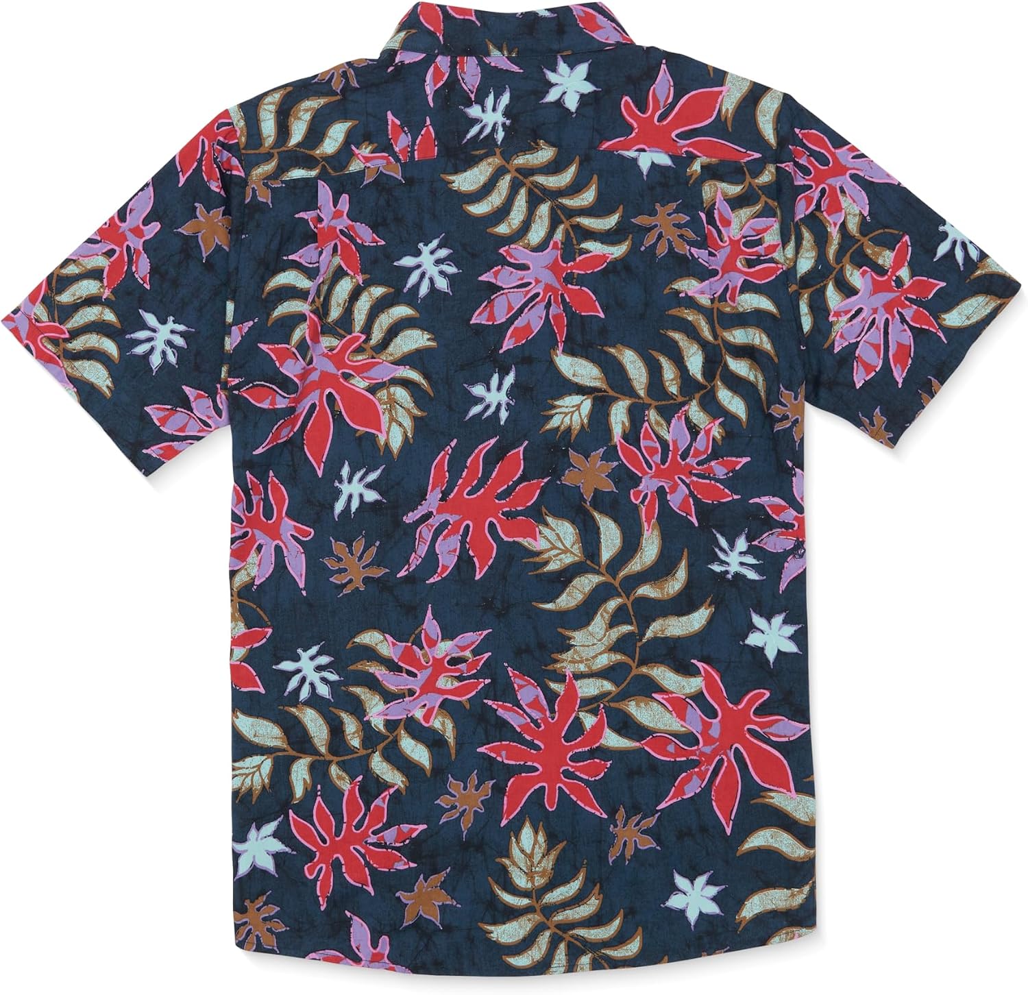 Volcom Men's Regular Marble Floral Short Sleeve Button Down Hawaiian Shirt Navy