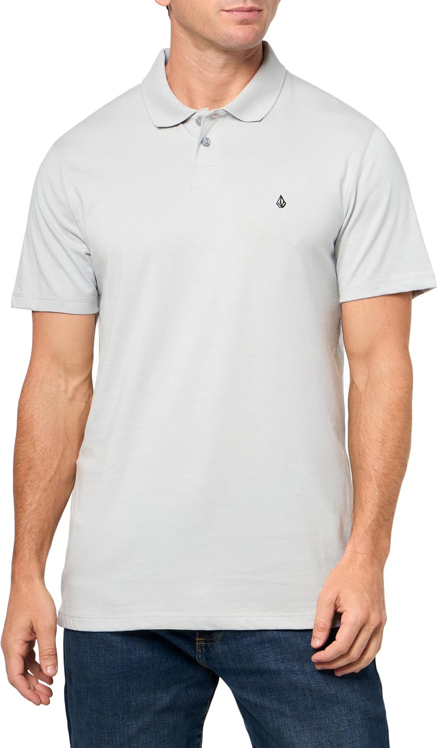 Volcom Short Sleeve Polo Shirt – Classic Fit, Soft Cotton Blend, Modern Casual Style Tower Grey
