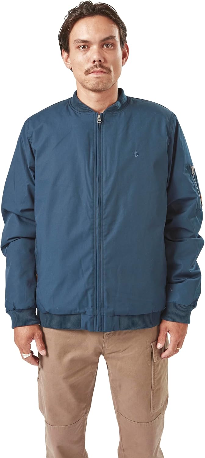 Volcom Men's Workwear Bomber Jacket – Water-resistant Insulated Canvas Jacket Sleeve Pocket initial