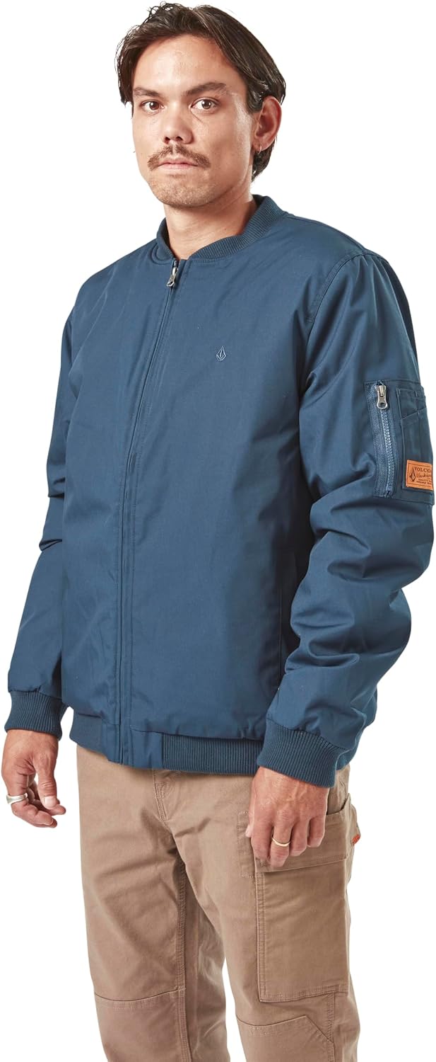 Volcom Men's Workwear Bomber Jacket – Water-resistant Insulated Canvas Jacket Sleeve Pocket initial