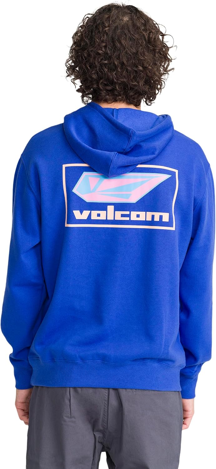Volcom Men's Pullover Logo Fleece Hooded Sweatshirt – Soft Brushed Interior, Classic Fit, Kangaroo Pocket, Ribbed Cuffs & Hem Ultramarine