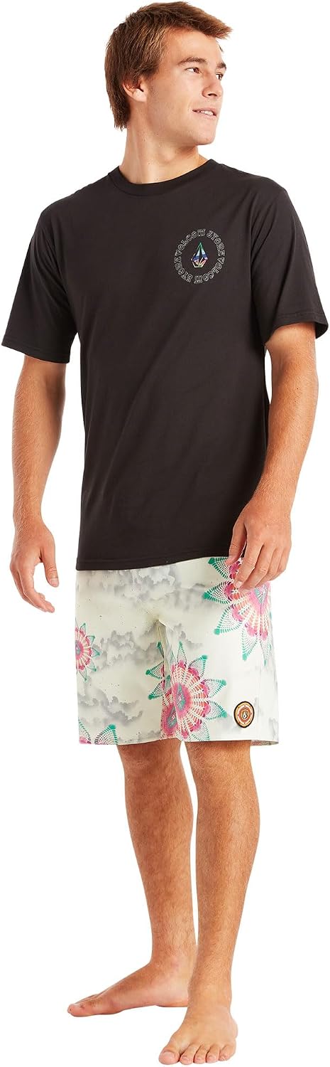 Volcom Men's 18" Boardshorts – Stretch Swim Trunks with Drawstring Waist and Back Flap Pocket Coconut