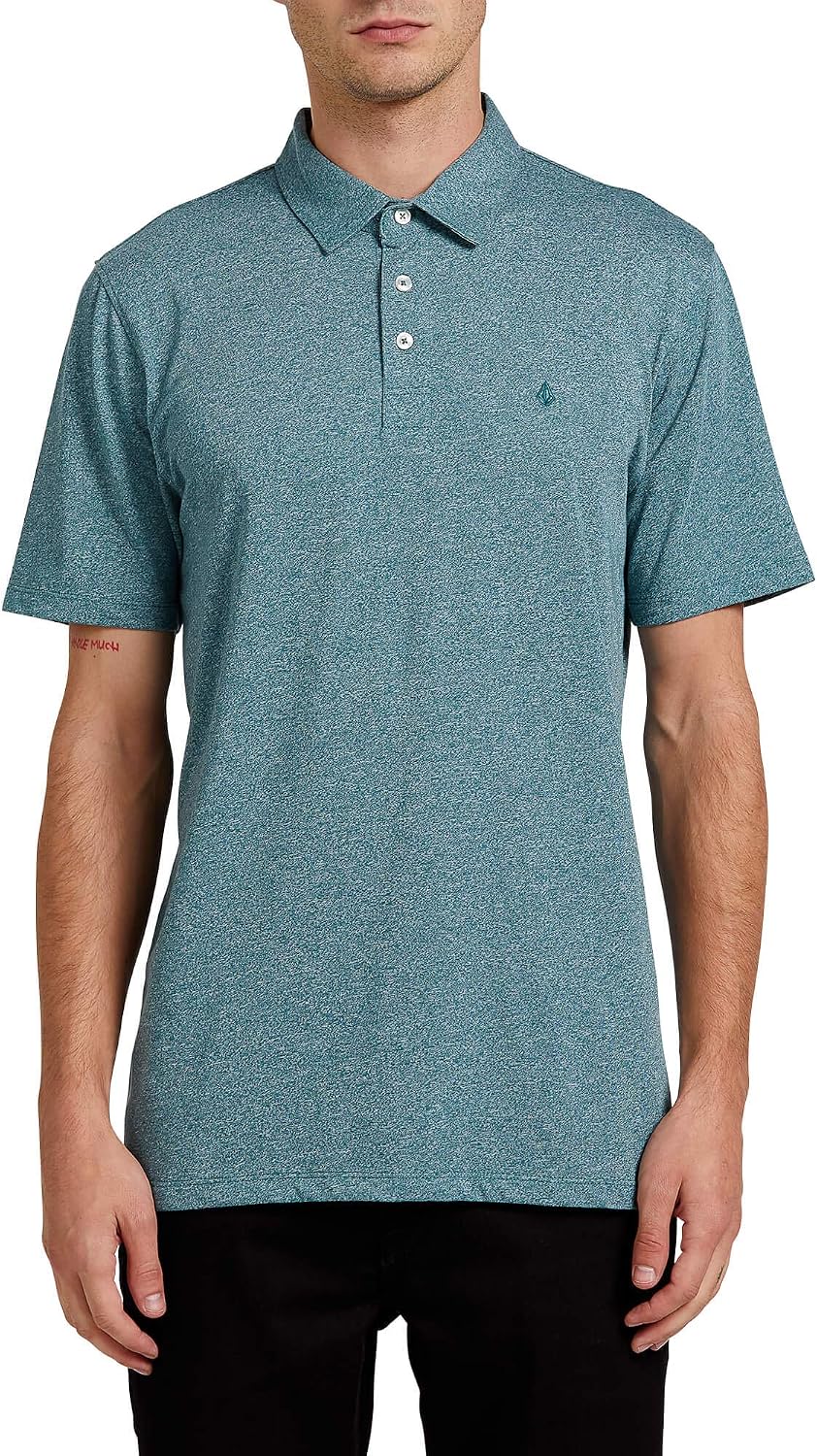 Volcom Men's Wowzer Modern Fit Short Sleeve Polo Shirt Hydro Blue