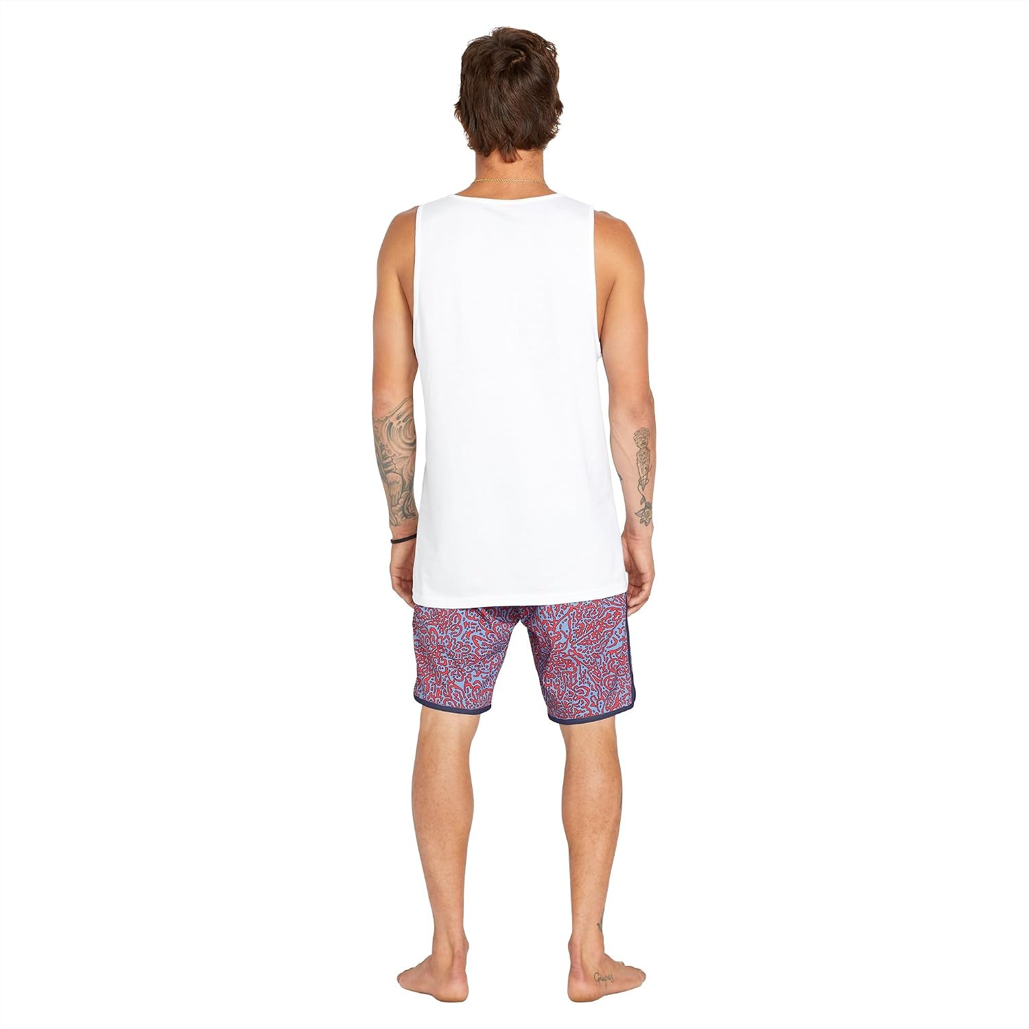 Volcom Men's Graphic Tank Top – Soft Cotton Sleeveless Shirt with Logo Print White Fourth