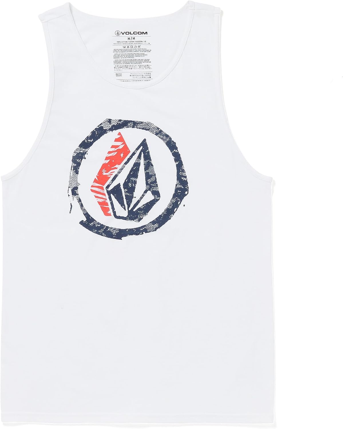 Volcom Men's Graphic Tank Top – Soft Cotton Sleeveless Shirt with Logo Print White Fourth