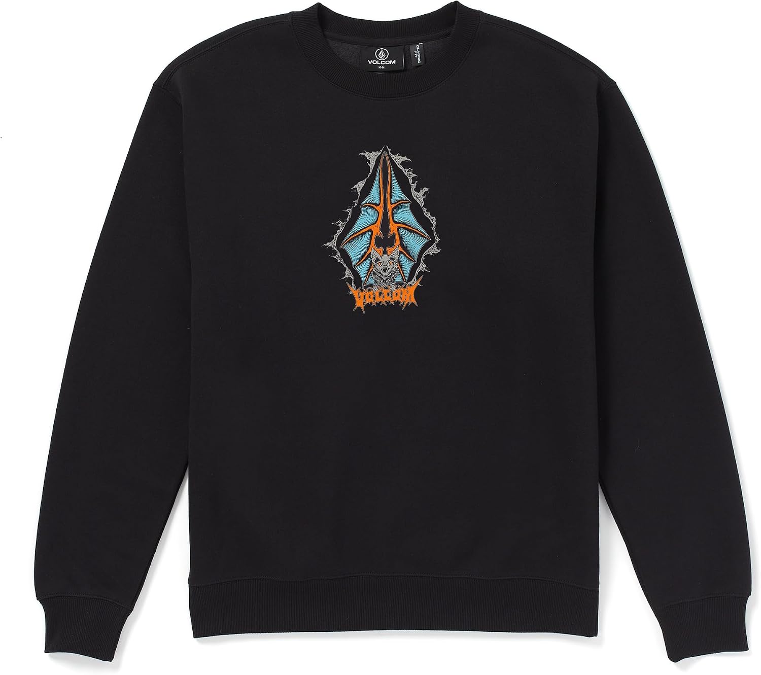 Volcom mens Roundabout Crew Fleece Sweatshirt – Soft Midweight Pullover Ribbed Cuffs Black
