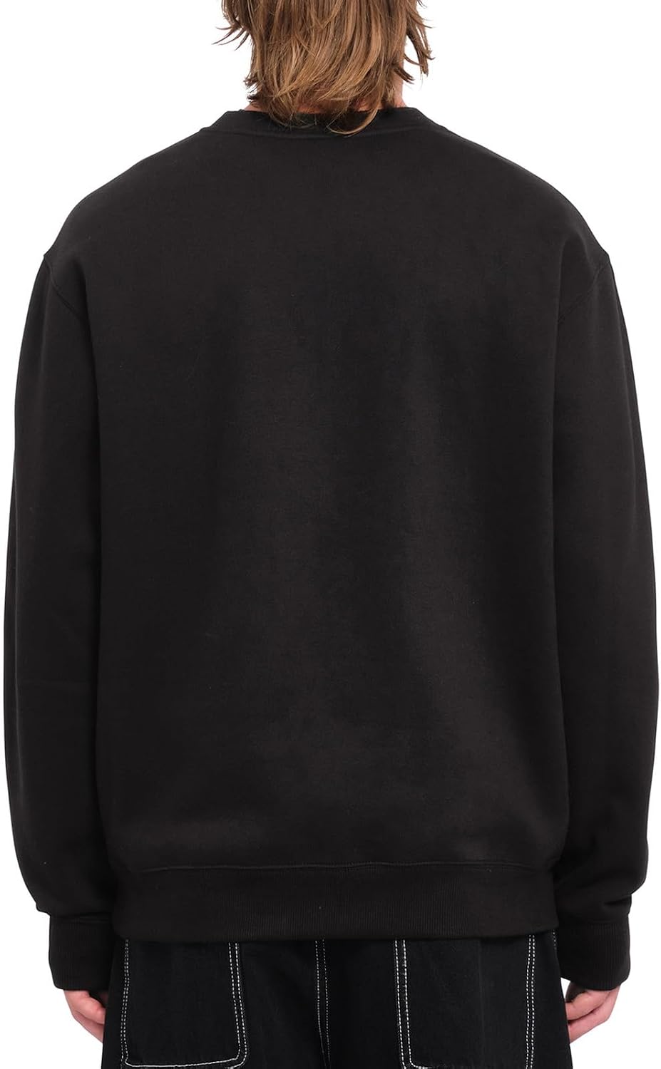 Volcom mens Roundabout Crew Fleece Sweatshirt – Soft Midweight Pullover Ribbed Cuffs Black