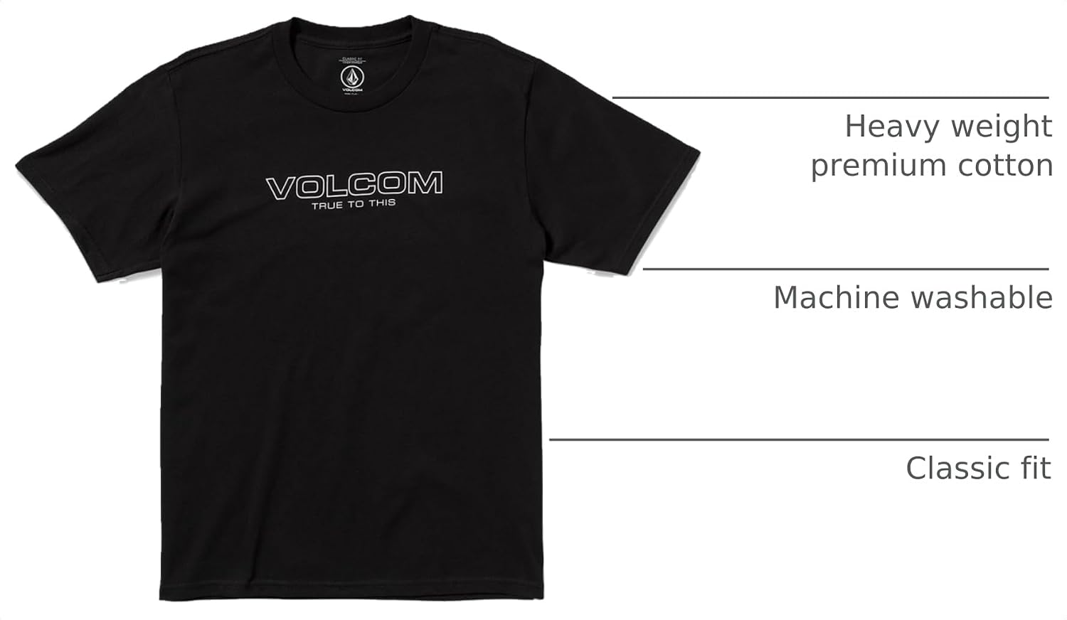 Volcom Men's Stone Fill Short Sleeve T-Shirt – Crewneck Graphic Tee Black Newro