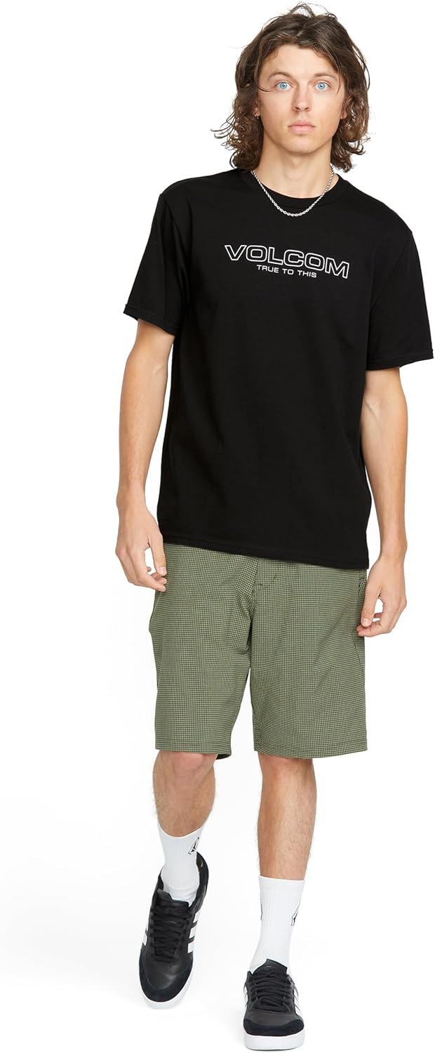 Volcom Men's Stone Fill Short Sleeve T-Shirt – Crewneck Graphic Tee Black Newro