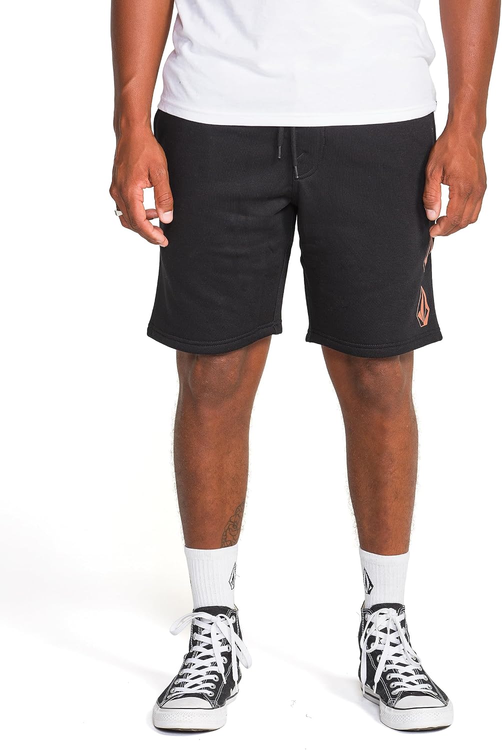 Volcom Men's Frickin Elastic Waist 19" Chino Short Black Red