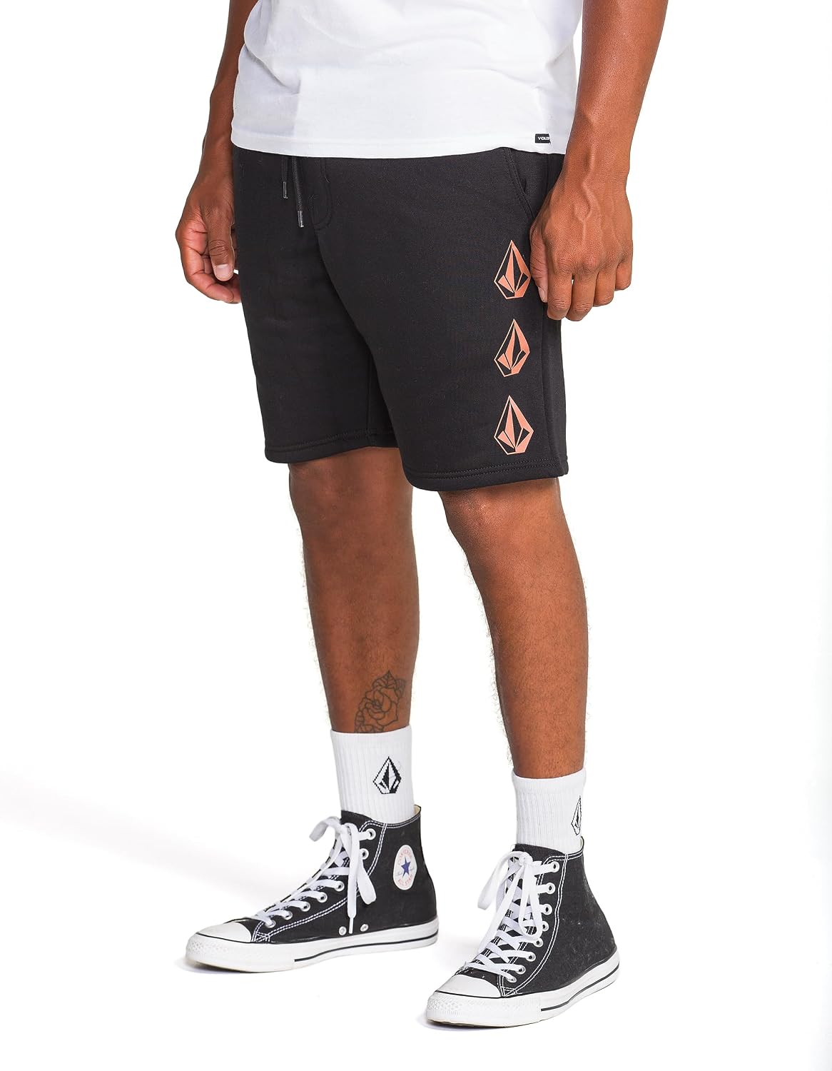 Volcom Men's Frickin Elastic Waist 19" Chino Short Black Red