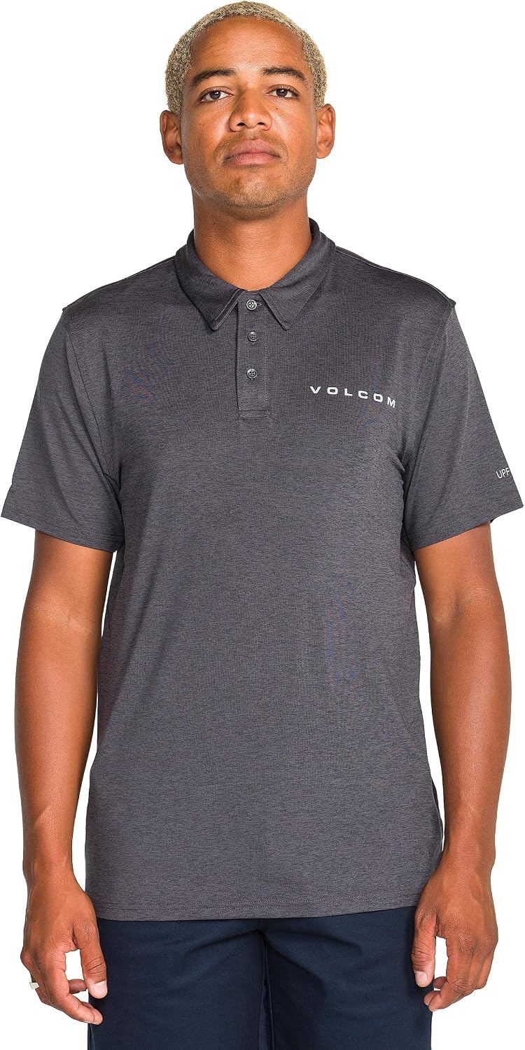 Volcom Men's Wowzer Hazard Performance Golf Polo Asphalt Black
