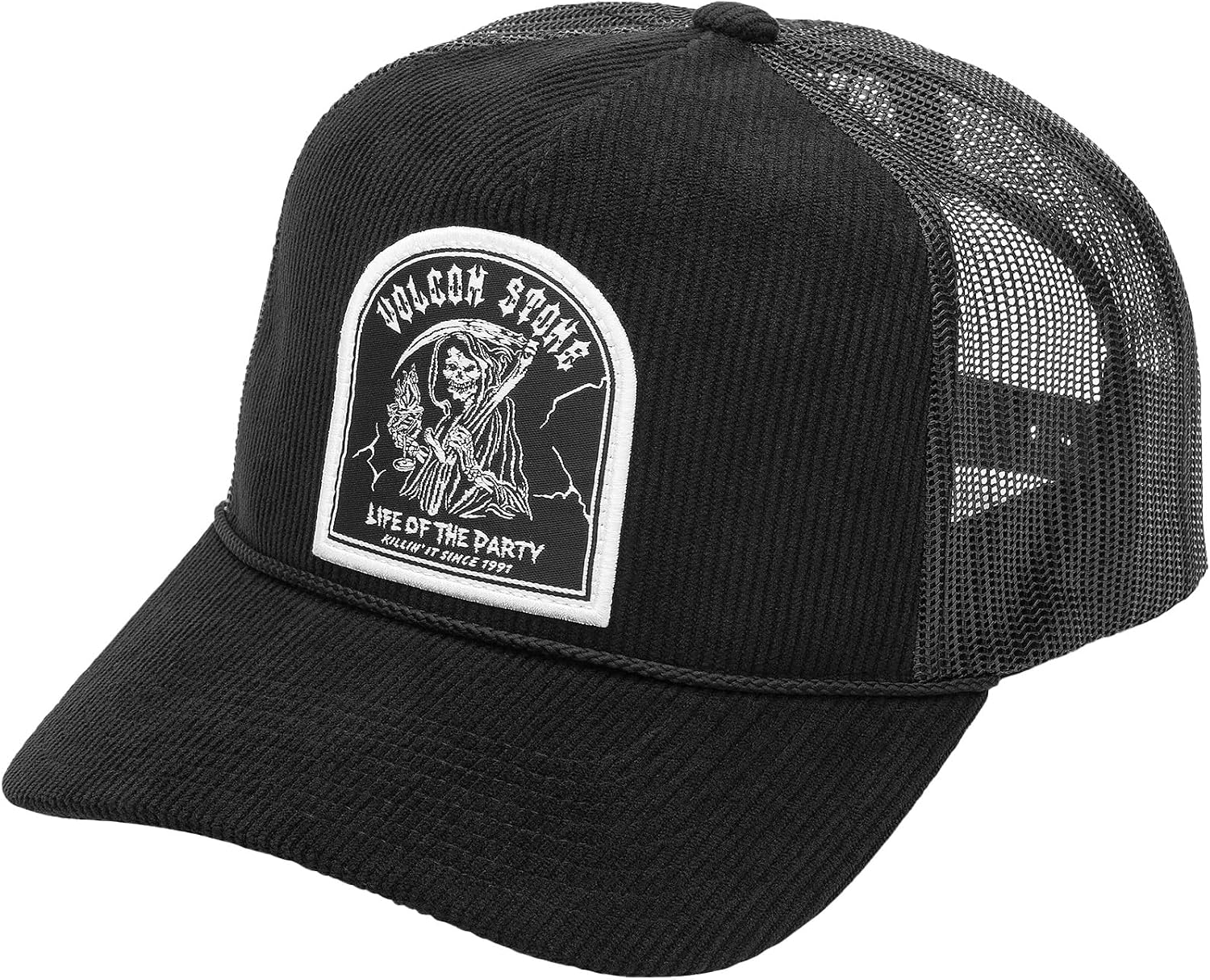 Volcom Men's Mesh Trucker Hat - Adjustable Snapback Cap, Breathable Structured Front Panel Black Shred