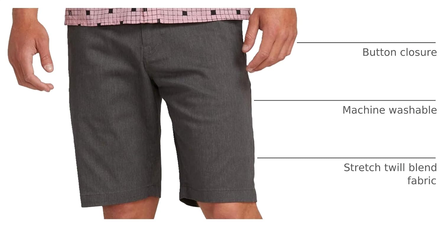 Volcom Men's Modern Fit 21" Chino Short Charcoal Heather
