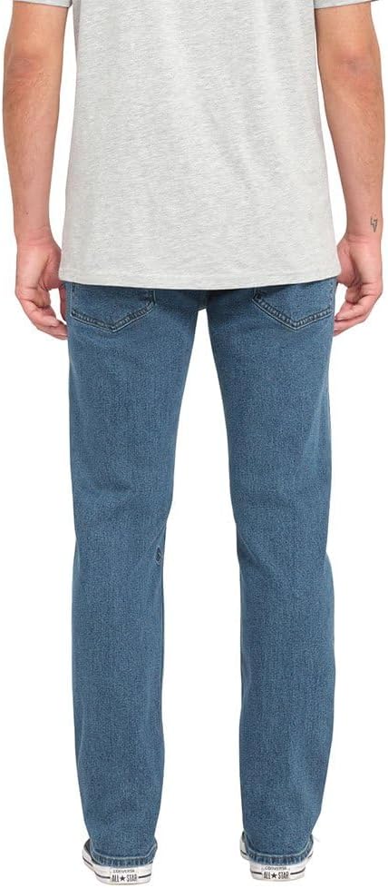 Volcom Men's Solver Stretch Denim Jeans-Modern Fit Pant Washed Blue