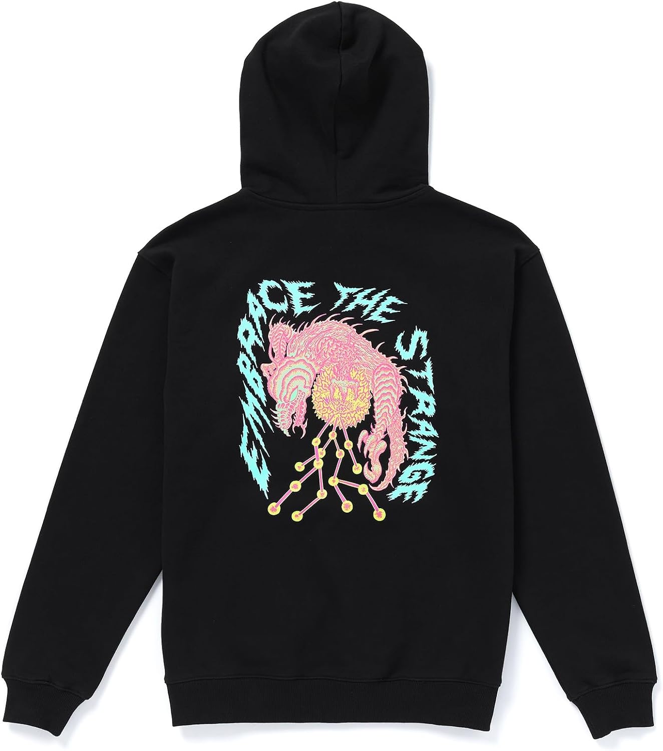 Volcom Men's Pullover Logo Fleece Hooded Sweatshirt – Soft Brushed Interior, Classic Fit, Kangaroo Pocket, Ribbed Cuffs & Hem Black Tetsun