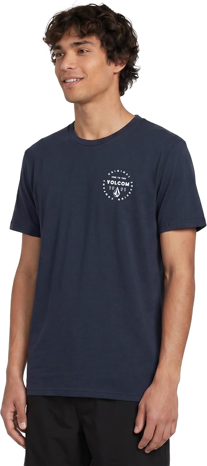 Volcom Men's Mortis Short Sleeve T-Shirt - Classic Fit Crewneck Tee, Soft Cotton, Lightweight & Breathable Casual Shirt Navy