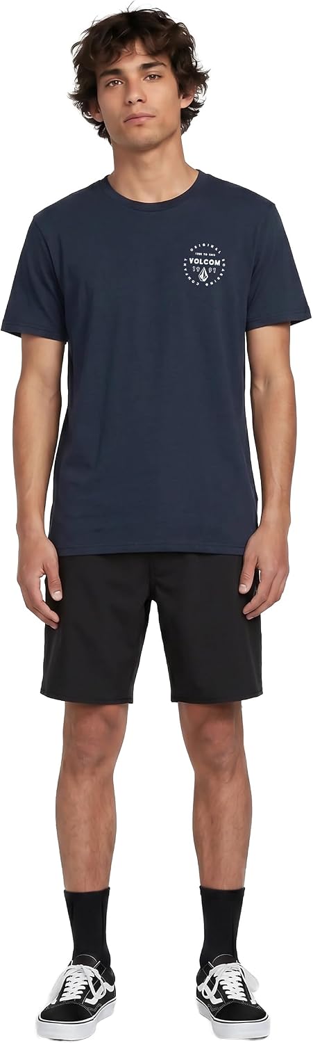 Volcom Men's Mortis Short Sleeve T-Shirt - Classic Fit Crewneck Tee, Soft Cotton, Lightweight & Breathable Casual Shirt Navy
