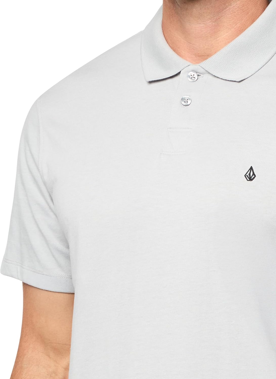 Volcom Short Sleeve Polo Shirt – Classic Fit, Soft Cotton Blend, Modern Casual Style Tower Grey