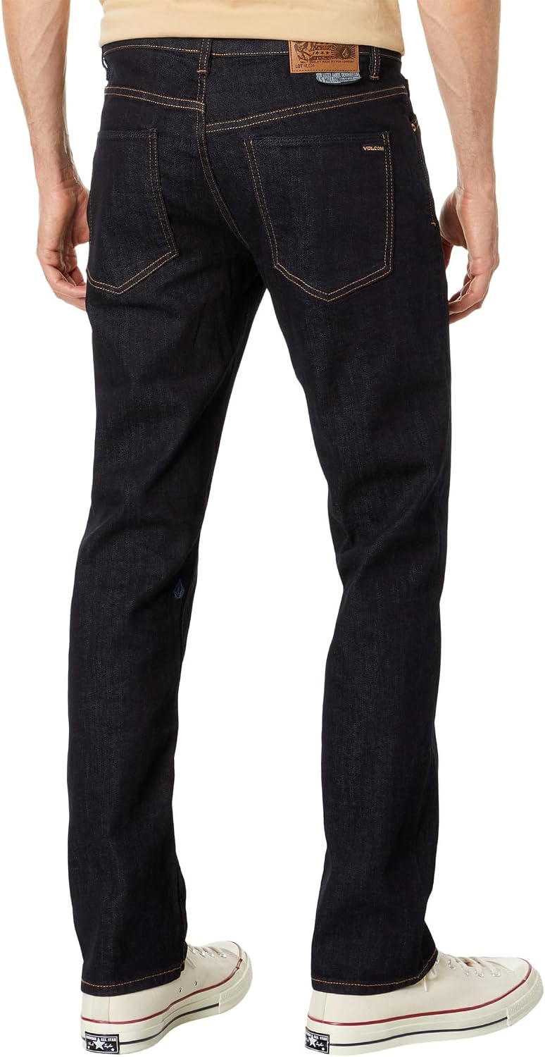 Volcom Men's Solver Modern Fit Jeans – Classic Straight Leg Denim Pants with 16" Leg Opening Rinse