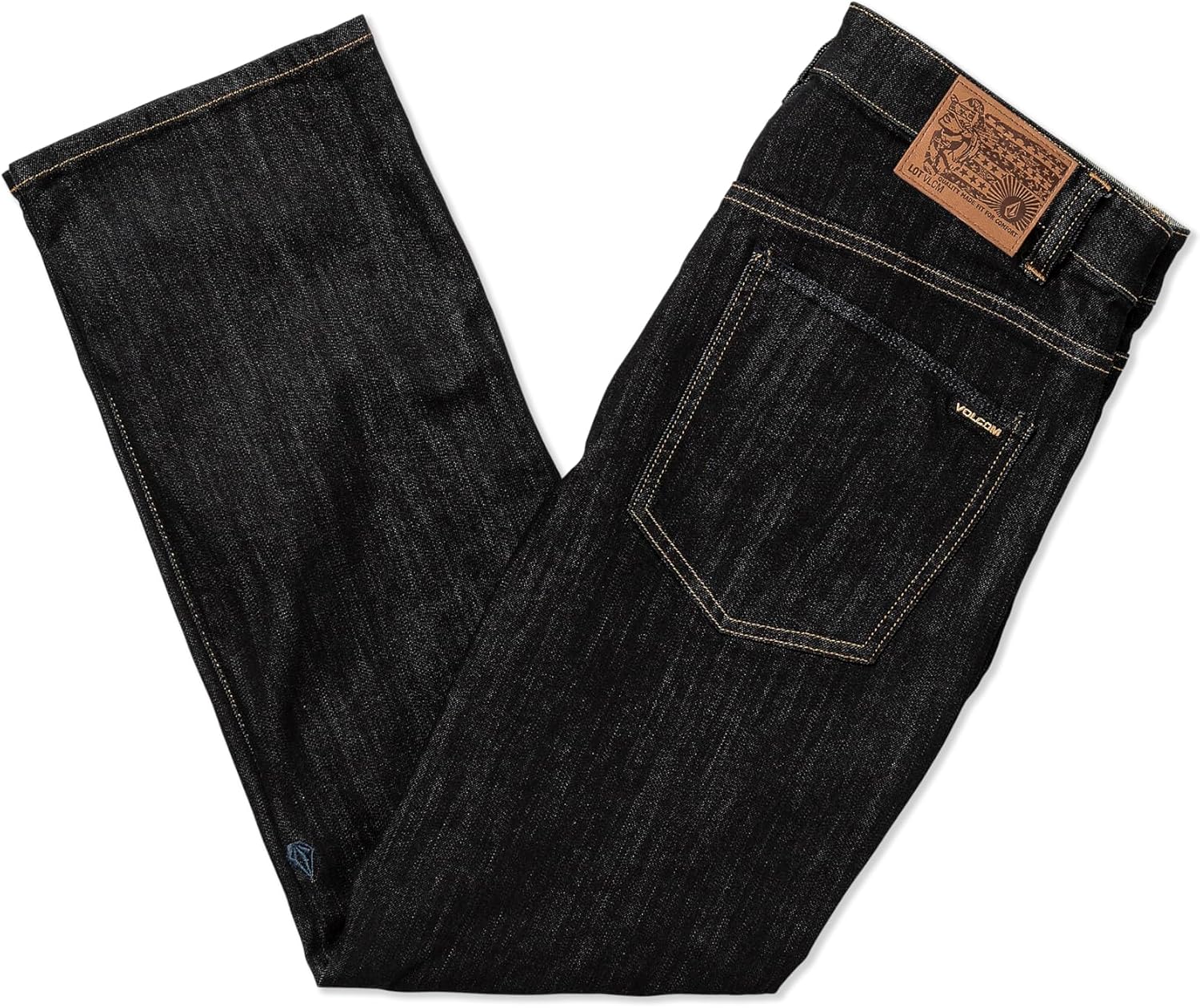 Volcom Men's Solver Modern Fit Jeans – Classic Straight Leg Denim Pants with 16" Leg Opening Rinse