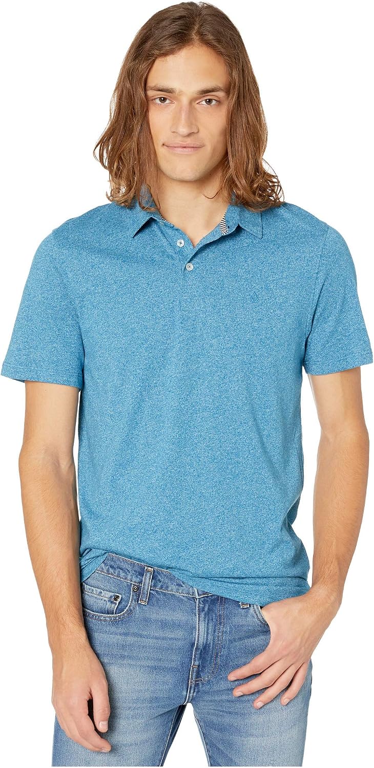Volcom Men's Wowzer Modern Fit Short Sleeve Polo Shirt Biarritz Blue