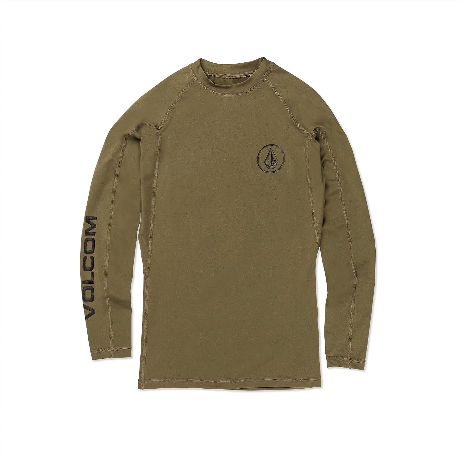 Volcom Men's Compression Fit Long Sleeve Rashguard – UPF 50+ Sun Protection, Quick-Dry Performance Shirt Olive