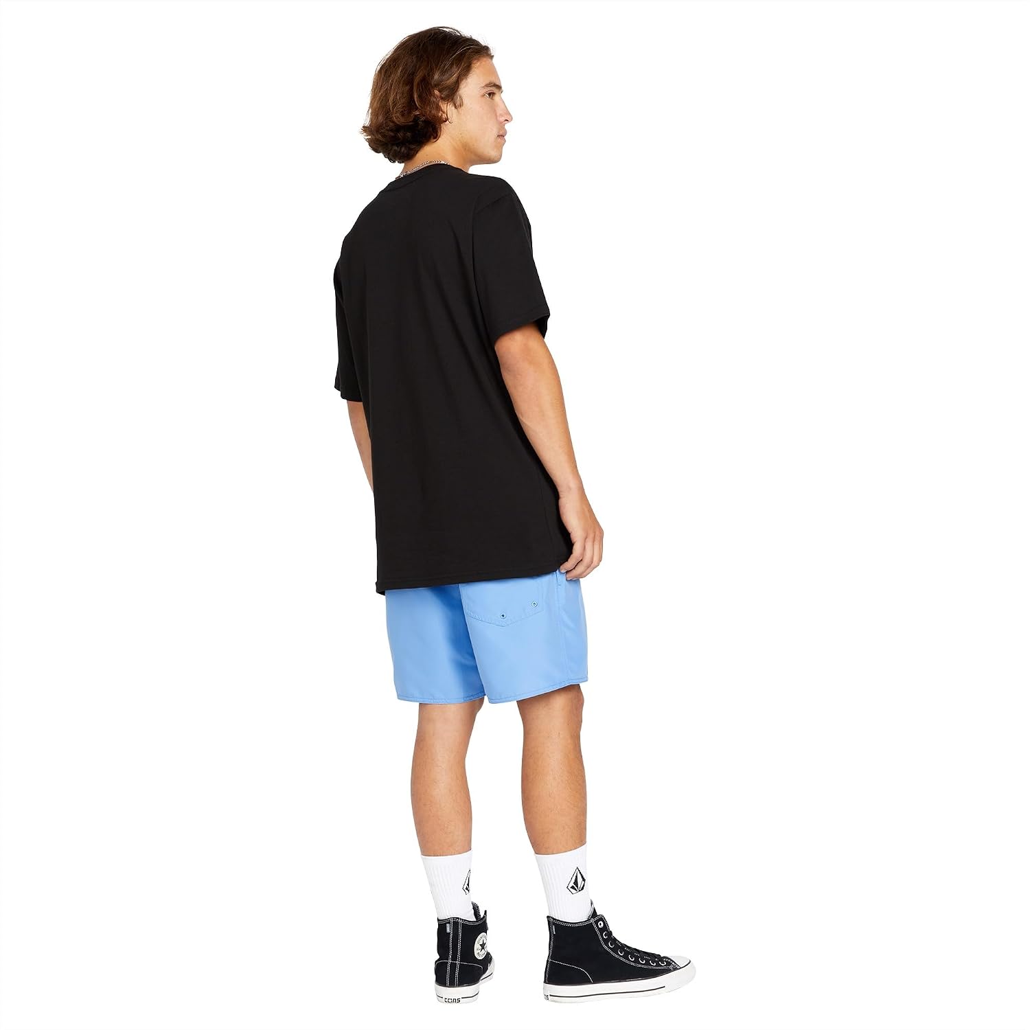 Volcom Men's 16" Elastic Waist Swim Trunks- Stretchable, UPF 50+, Quick Dry Swim Bottoms Blue Bird