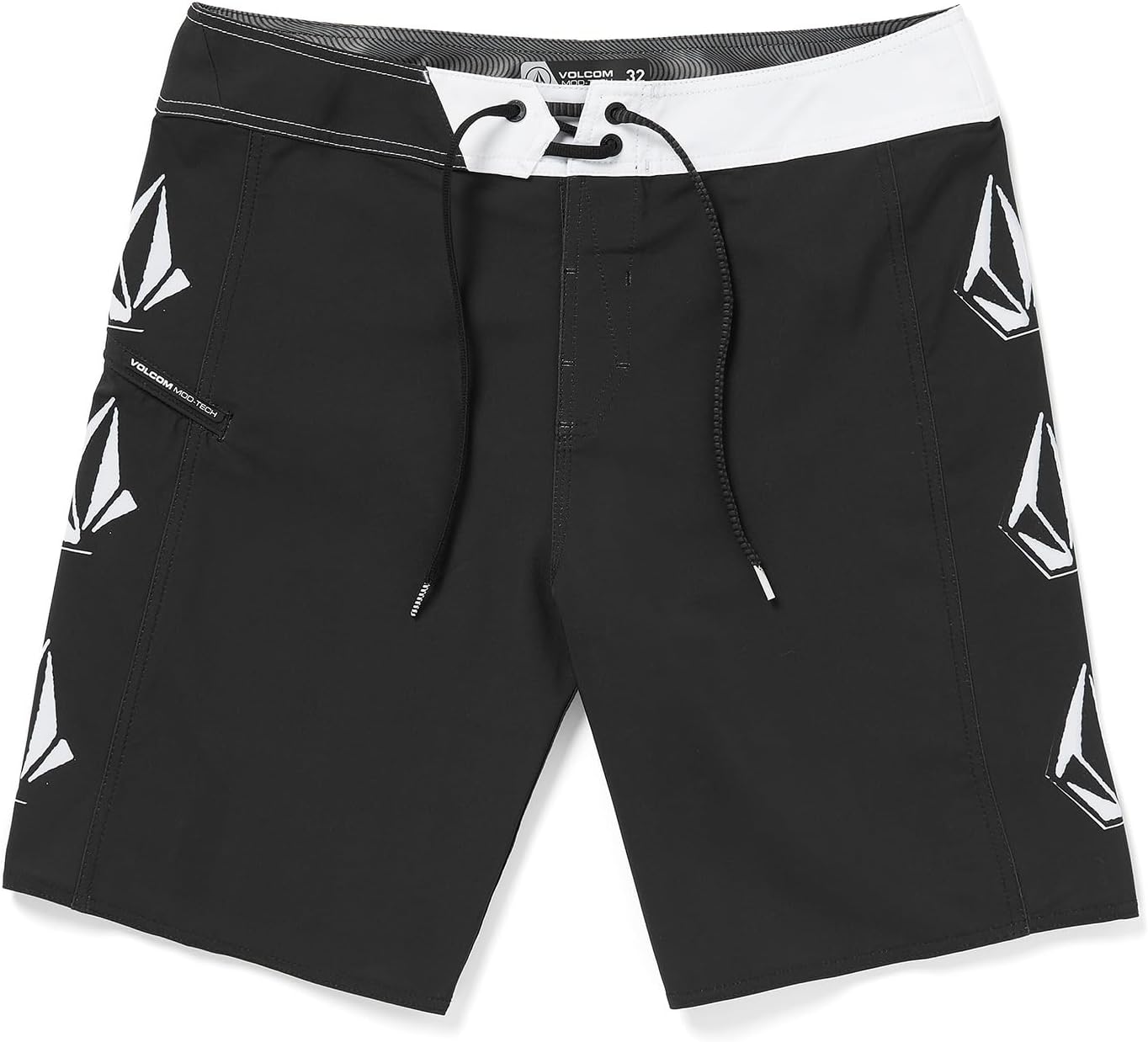 Volcom Men's 19" Mod-Tech Board Shorts- Performance UPF 50+ Sun Protection Quick-Dry Swim Bottoms N-black