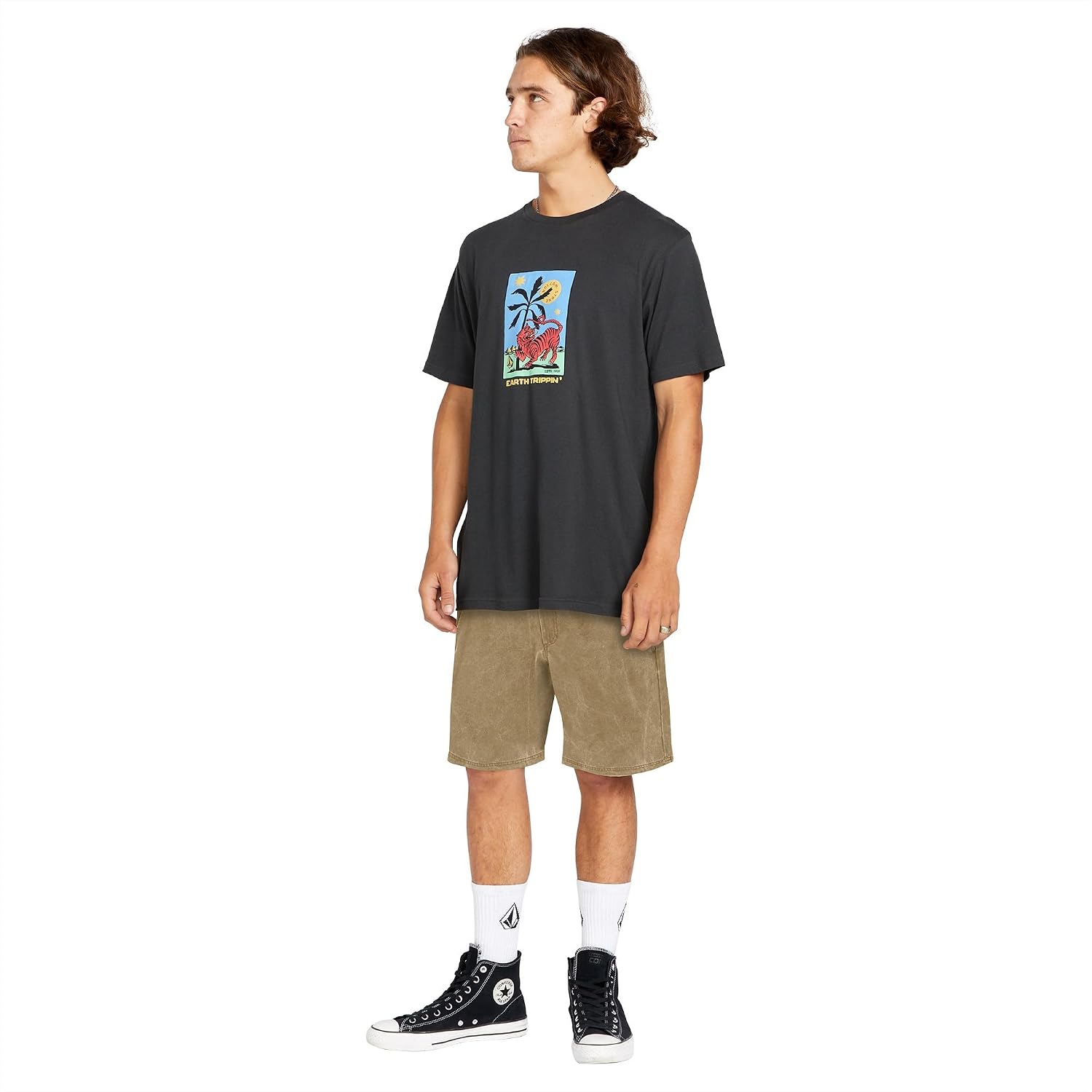Volcom Men's Stone Faded Hybrid Quick Dry Shorts Dark Khaki