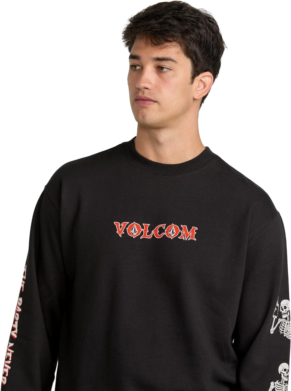 Volcom mens Roundabout Crew Fleece Sweatshirt – Soft Midweight Pullover Ribbed Cuffs Graphite