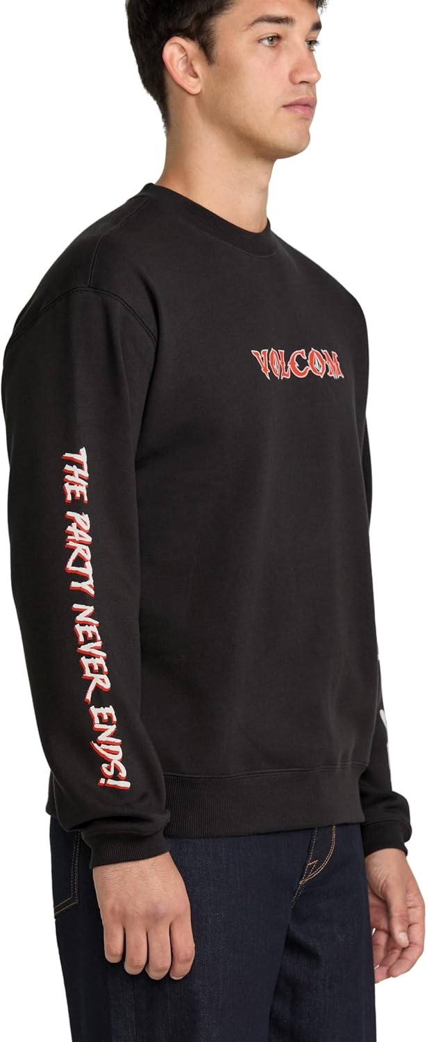 Volcom mens Roundabout Crew Fleece Sweatshirt – Soft Midweight Pullover Ribbed Cuffs Graphite