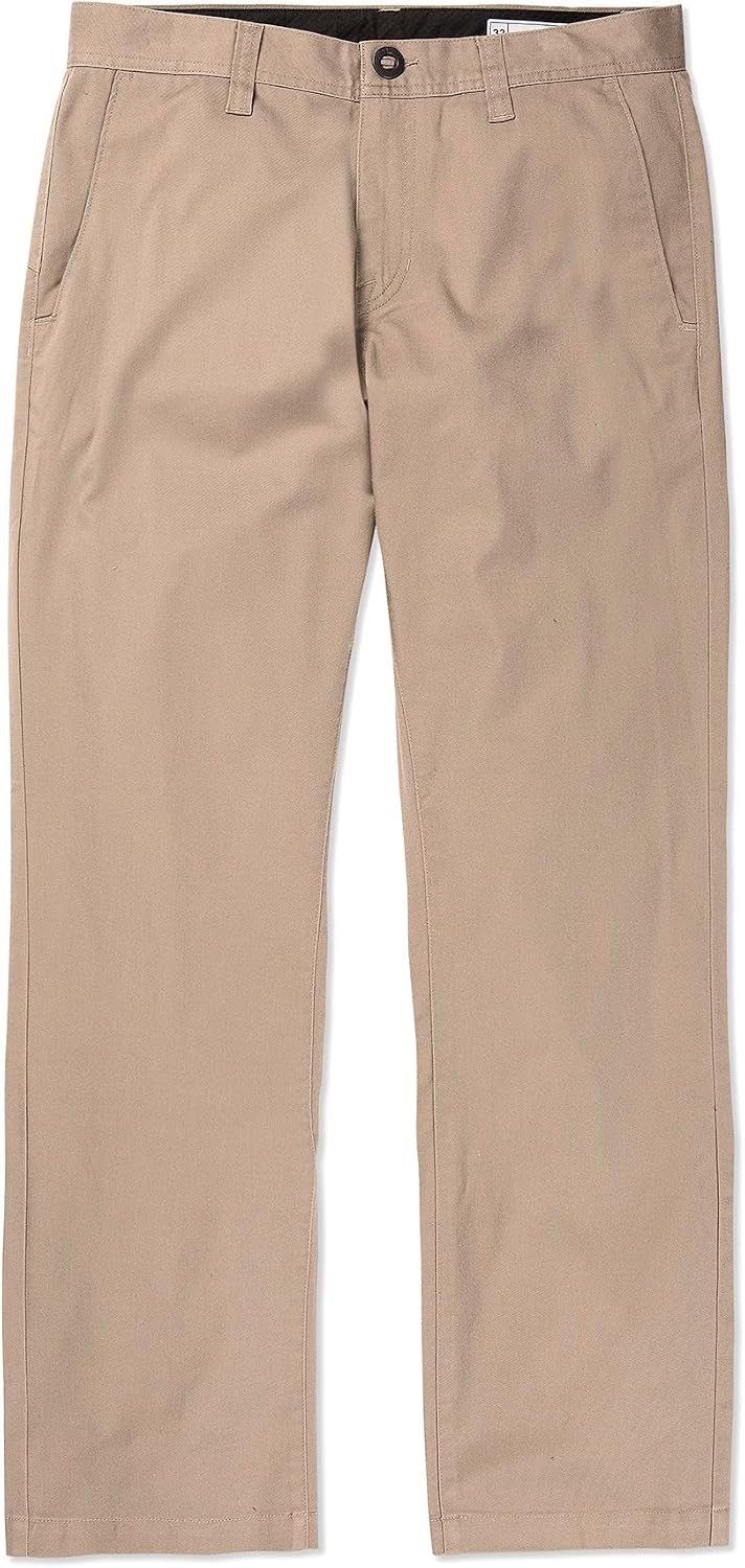 Volcom Men's Frickin Skate Loose Baggy Fit Chino Pants – Relaxed Tapered 17″ Leg Opening, 30″ Inseam Khaki Khaki