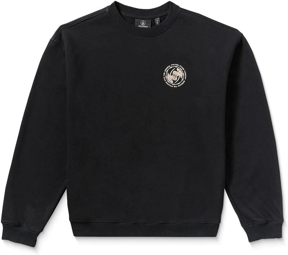 Volcom mens Roundabout Crew Fleece Sweatshirt – Soft Midweight Pullover Ribbed Cuffs Black What