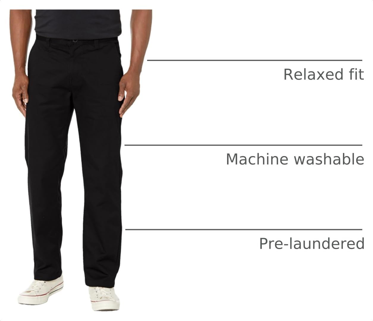Volcom Men's Frickin Skate Loose Baggy Fit Chino Pants – Relaxed Tapered 17″ Leg Opening, 30″ Inseam Black Skate