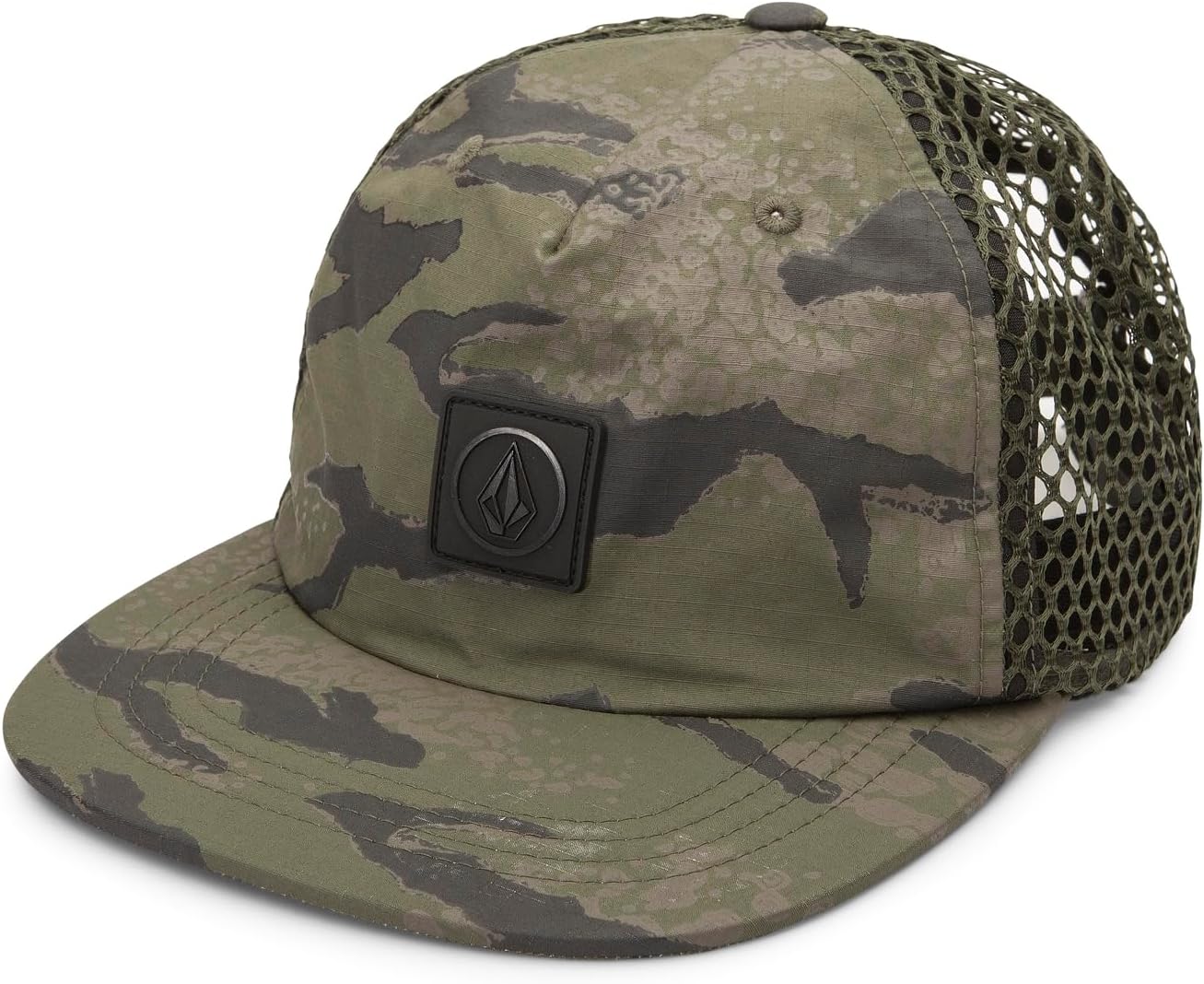 Volcom Men's Mesh Trucker Hat - Adjustable Snapback Cap, Breathable Structured Front Panel Squadron Green