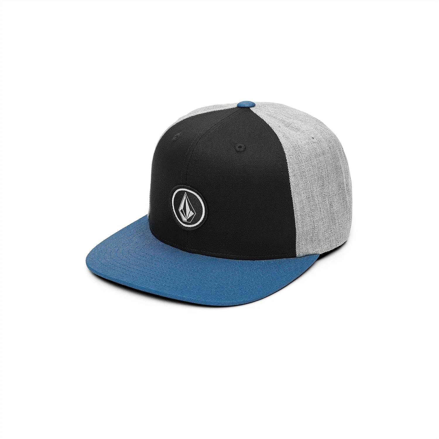 Volcom Men's Quarter Twill Snapback Hat – 6-Panel Adjustable Cap with Stone Logo Patch Dark Blue