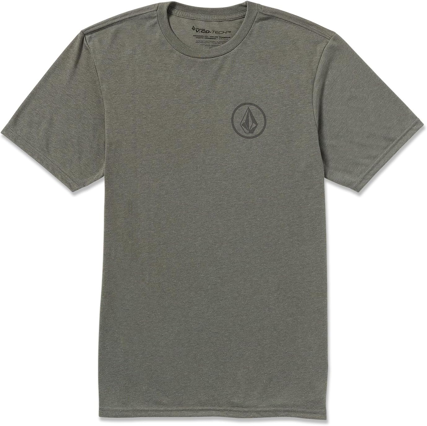 Volcom Men's Stone Tech Short Sleeve Quick Drying Tee Charcoal Heather Circle