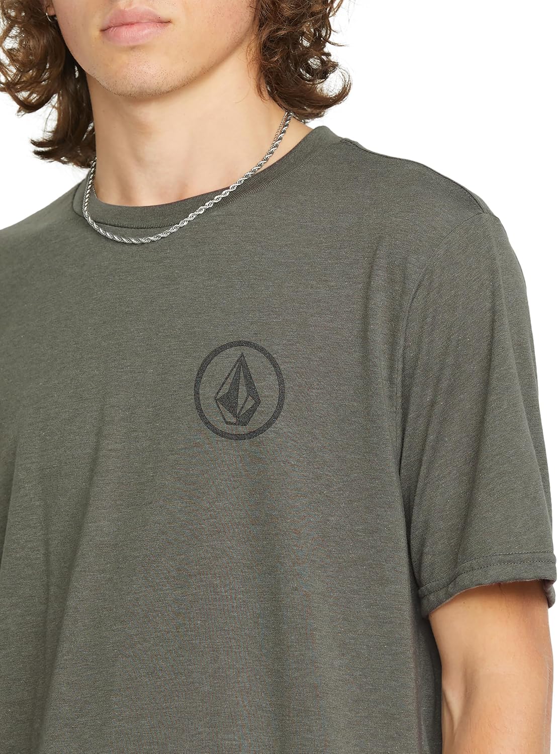 Volcom Men's Stone Tech Short Sleeve Quick Drying Tee Charcoal Heather Circle