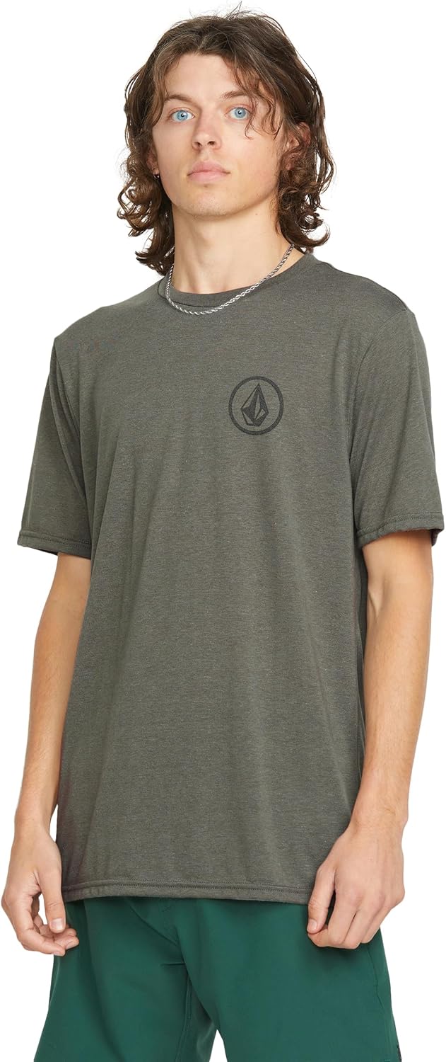 Volcom Men's Stone Tech Short Sleeve Quick Drying Tee Charcoal Heather Circle