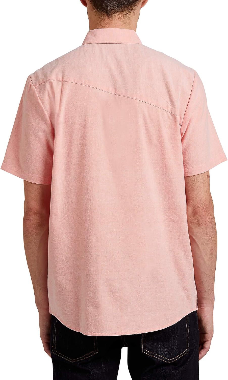 Volcom Men's Everett Oxford Short Sleeve Button Down Woven Shirt Salmon