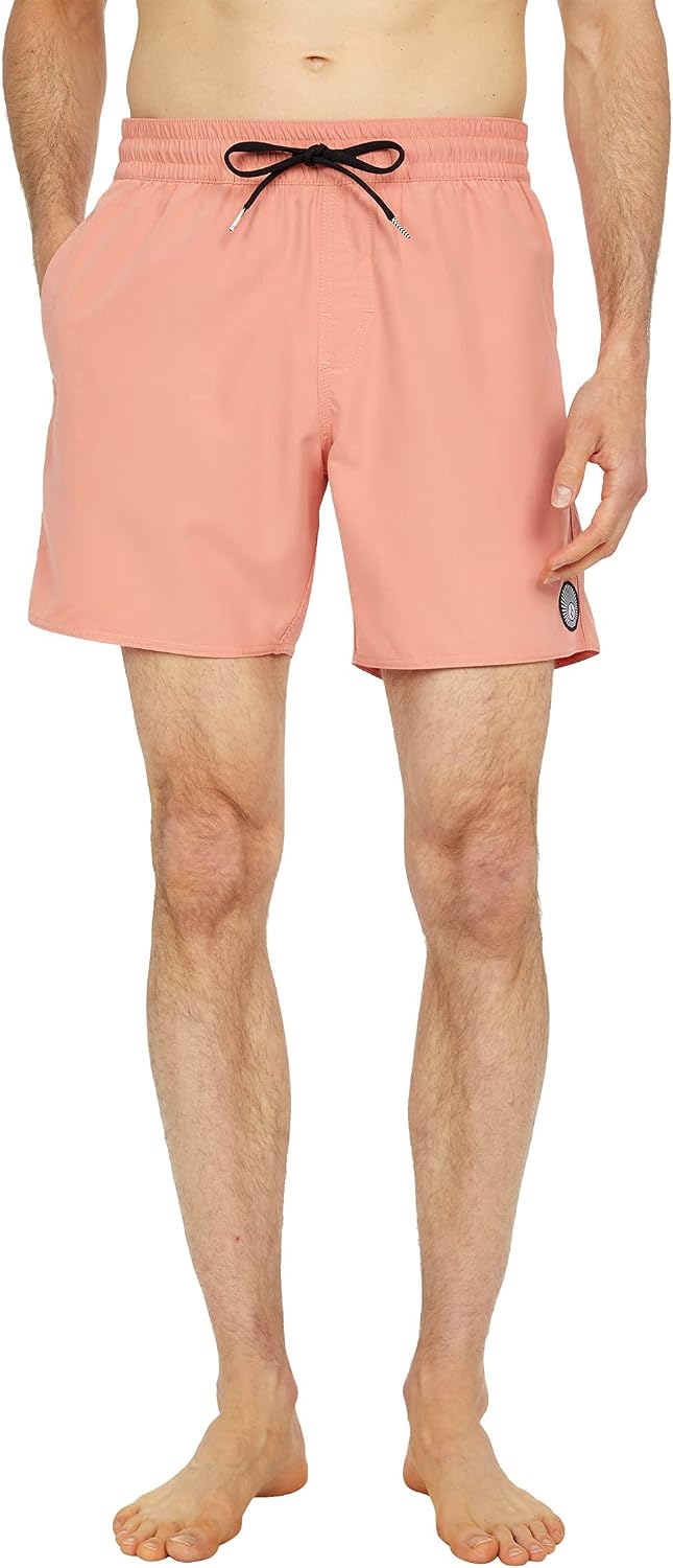 Volcom Men's 16" Elastic Waist Swim Trunks- Stretchable, UPF 50+, Quick Dry Swim Bottoms Terra