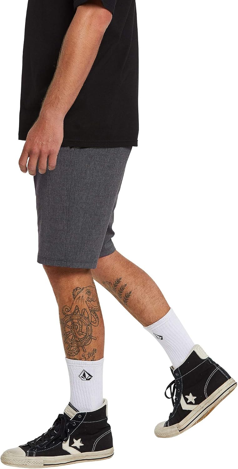 Volcom Men's Kerosene 21" Hybrid Chino Shorts Quick-Dry Stretch Fabric Charcoal Heather Snt
