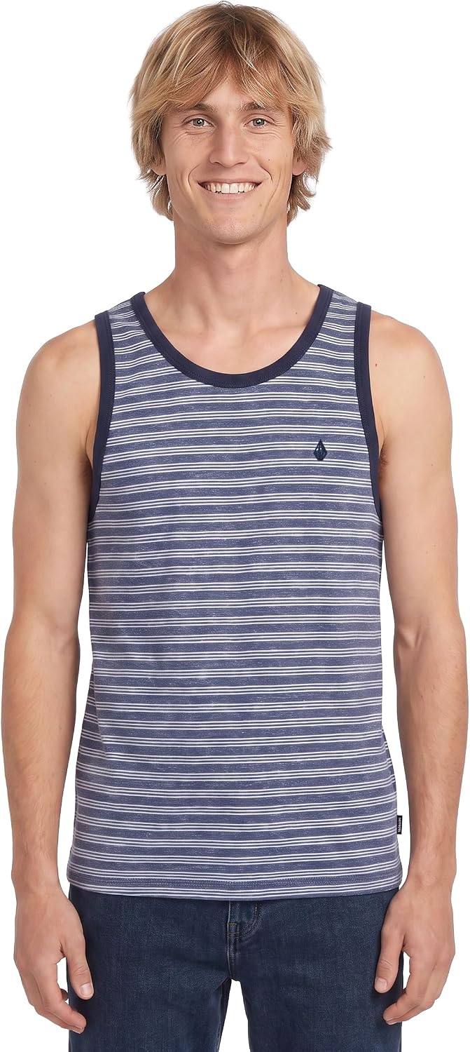 Volcom Men's Sleeveless Knit Tank Top – Soft Cotton Knit Lightweight Muscle Shirt Navy Linen