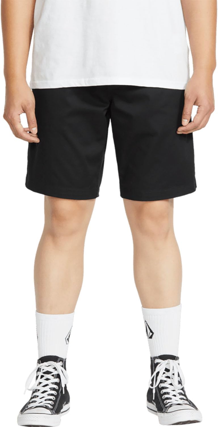 Volcom Men's Frickin Road Trip Elastic Waist 19" Chino Shorts – Stretch Fabric, Drawcord Closure, Black, Large
