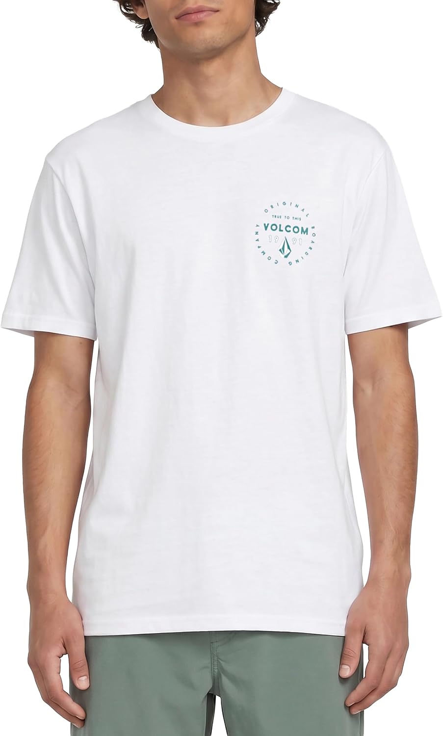 Volcom Men's Mortis Short Sleeve T-Shirt - Classic Fit Crewneck Tee, Soft Cotton, Lightweight & Breathable Casual Shirt White