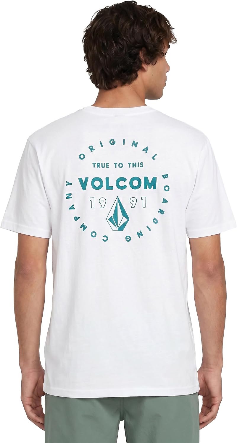 Volcom Men's Mortis Short Sleeve T-Shirt - Classic Fit Crewneck Tee, Soft Cotton, Lightweight & Breathable Casual Shirt White