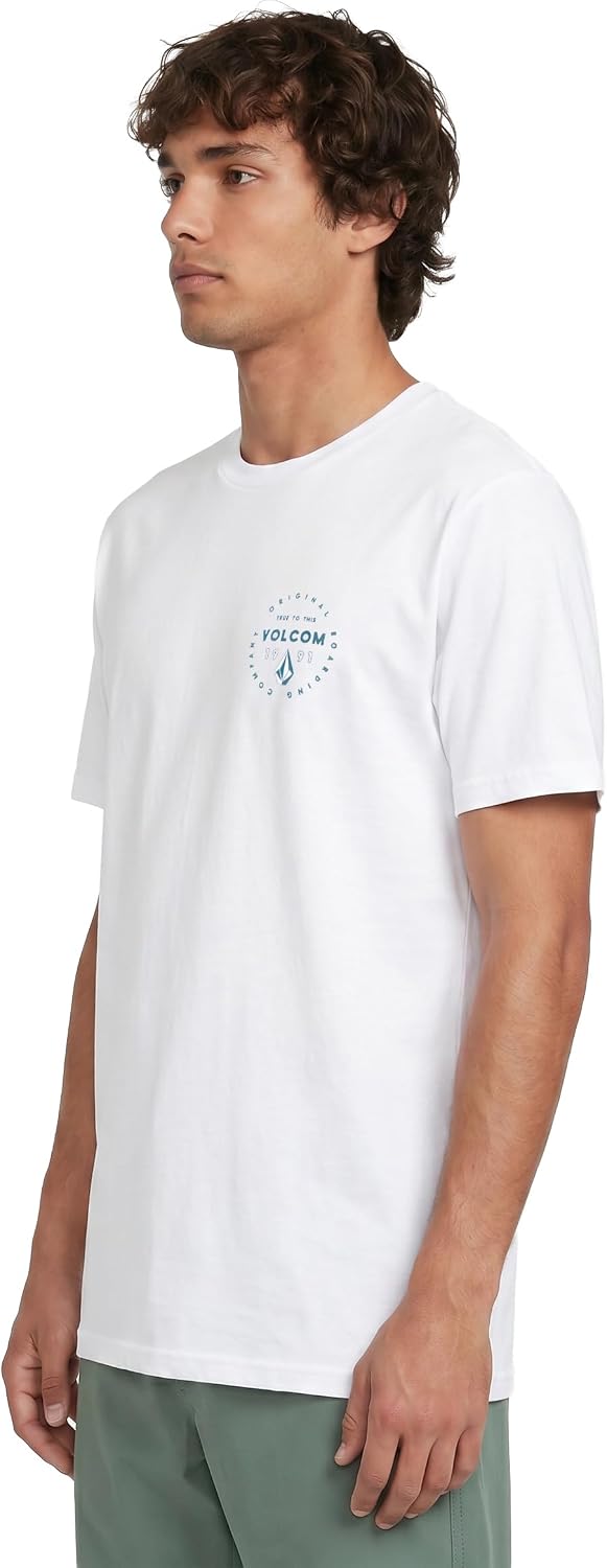 Volcom Men's Mortis Short Sleeve T-Shirt - Classic Fit Crewneck Tee, Soft Cotton, Lightweight & Breathable Casual Shirt White
