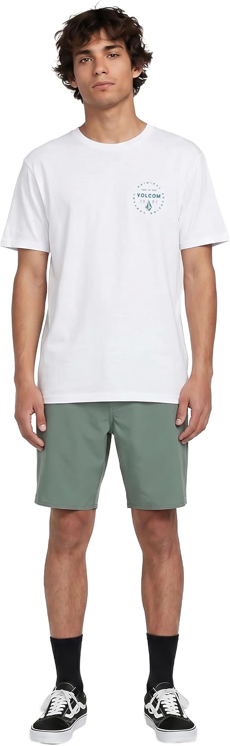 Volcom Men's Mortis Short Sleeve T-Shirt - Classic Fit Crewneck Tee, Soft Cotton, Lightweight & Breathable Casual Shirt White